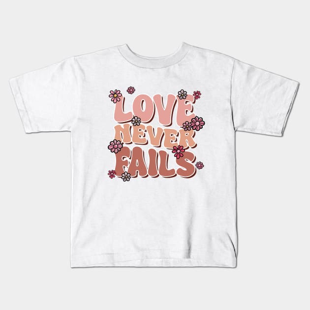 Love Never Fails Retro Kids T-Shirt by Nessanya